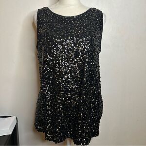 LOFT Black and Gold Sequin Blouse